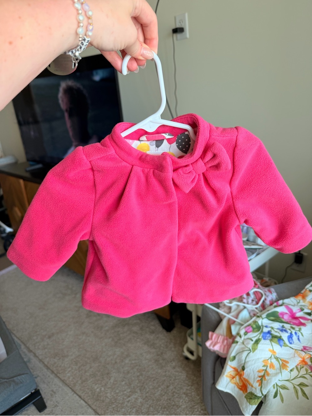 Gymboree Hot Pink Fleece Jacket with Neck Bow